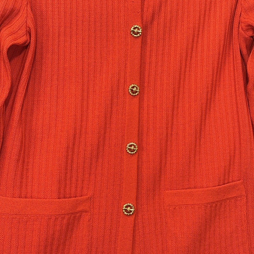 St. John Collection By Marie Gray Orange Knit Jacket Blazer Gold Buttons Luxe - Picture 8 of 13